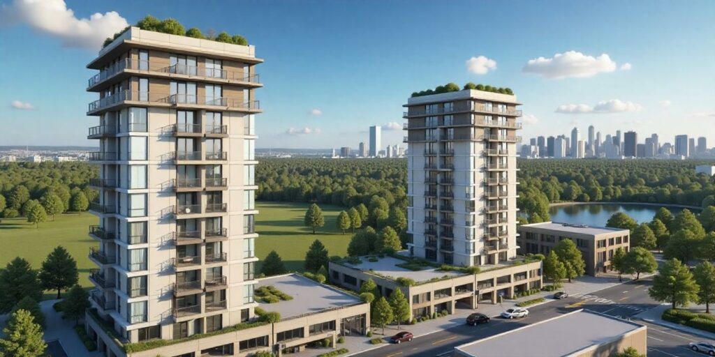 Freepik a highrise apartment building overlooking a lush g